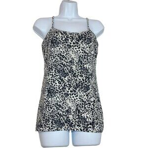 Lena Tank Top, Girls Jr. Large, black & White Leopard Print, Adj Strap, Bra, EUC